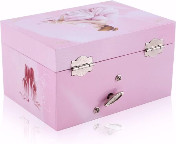 Musical Ballerina Jewellery Box with Spinning Ballerina for Girls, Kids Toys Jewel Storage Music Box, Ages 3-10 Ballet Birthday Gifts for Little Girls (Light Pink Ballerina) - Image 4