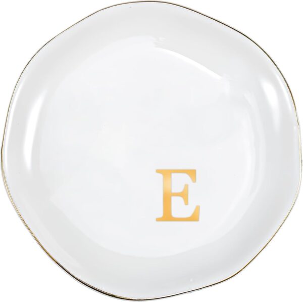 ProCase Ceramic Jewelry Tray, Initial Ring Dish Trinket Plate Engagement Gift, Small Personalized Monogram Ring Bowl for Wedding, White Decorative Jewelry Holder for Women Vanity -Letter E - Image 9