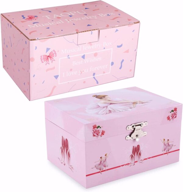 Musical Ballerina Jewellery Box with Spinning Ballerina for Girls, Kids Toys Jewel Storage Music Box, Ages 3-10 Ballet Birthday Gifts for Little Girls (Light Pink Ballerina) - Image 6