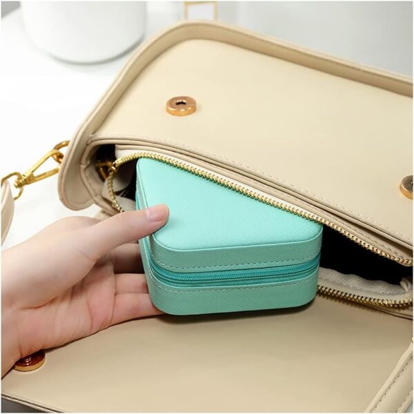 Mini Jewelry Travel Case,Small Travel Jewelry Organizer, Portable Jewelry Box Travel Mini Storage Organizer Portable Display Storage Box for Rings Earrings Necklaces (Blue) - Image 7