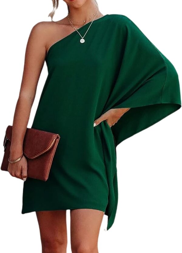 Jhsnjnr Women's Casual Batwing Sleeve One Shoulder Dresses Summer Club Party Cocktail Dresses - Image 3