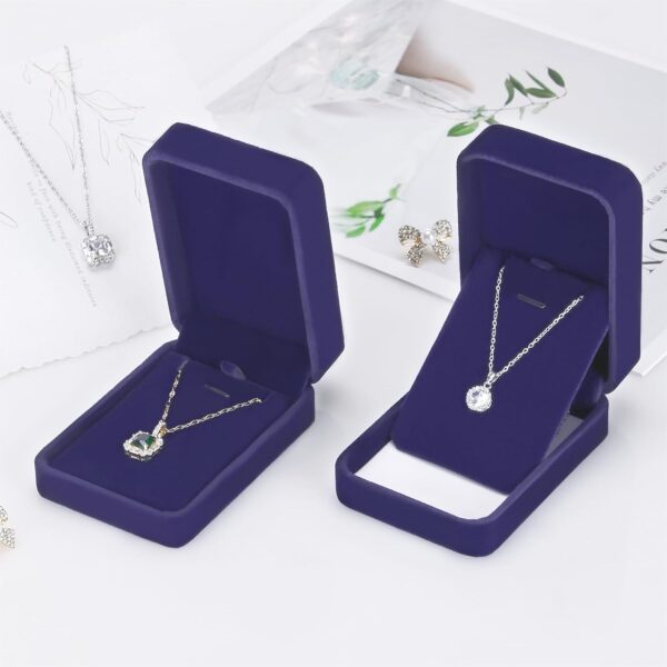 2 Pieces Classic Velvet Necklace Pendant Box for Jewelry Gift, Small Jewellry Storage Display Case for Christmas Wedding Engagement Birthday Anniversary - Image 4