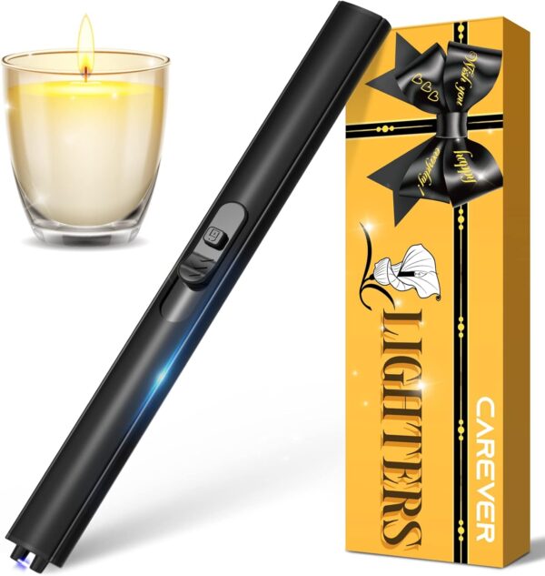 Candle Lighter Stocking Stuffers for Women Men, Electric Candle Lighter USB Rechargeable Graduation Gifts for Him Wife Grandma Girlfriend Safety Lock Long Lighters for Grill Home Kitchen BBQ Camping