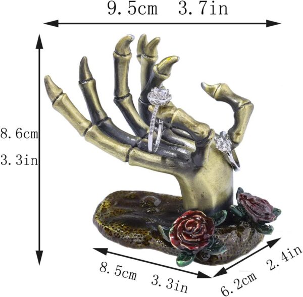 YU FENG Gothic Rose Skeleton Hand Jewelry Holder for Halloween Decor Rings Necklaces and Jewellery Accessories Hand Form Display Holders for Women Gift - Image 7