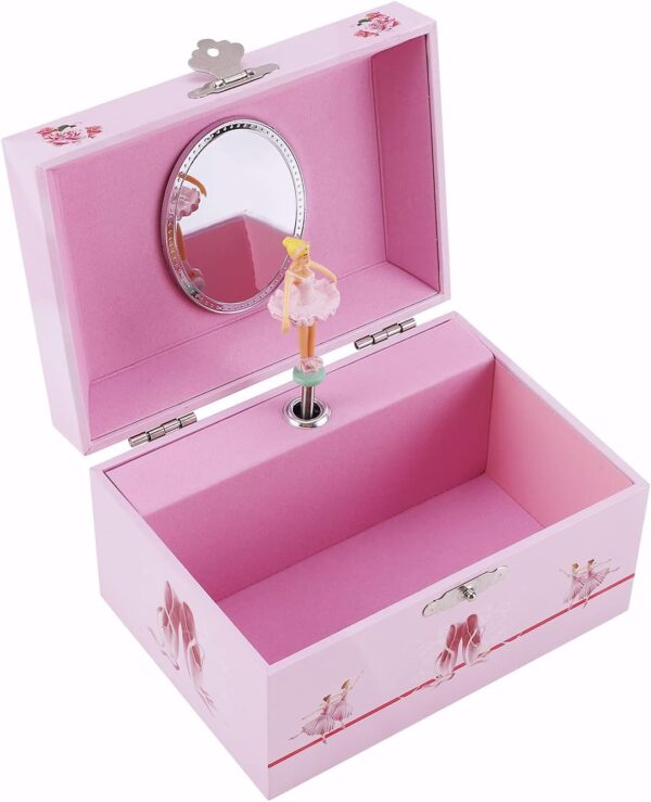 Musical Ballerina Jewellery Box with Spinning Ballerina for Girls, Kids Toys Jewel Storage Music Box, Ages 3-10 Ballet Birthday Gifts for Little Girls (Light Pink Ballerina) - Image 3