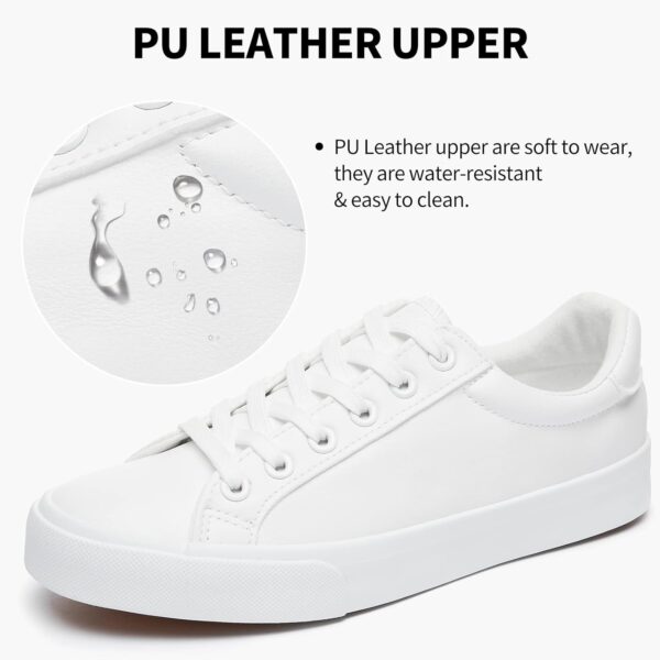 SERNIAL Womens White Tennis Shoes PU Leather Sneakers Casual Walking Shoes for Women - Image 2