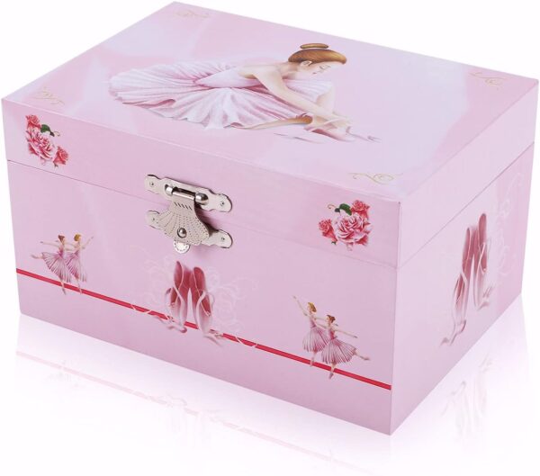 Musical Ballerina Jewellery Box with Spinning Ballerina for Girls, Kids Toys Jewel Storage Music Box, Ages 3-10 Ballet Birthday Gifts for Little Girls (Light Pink Ballerina) - Image 5