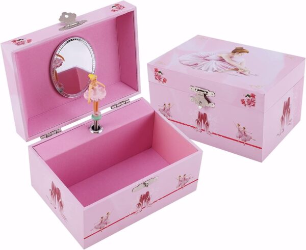 Musical Ballerina Jewellery Box with Spinning Ballerina for Girls, Kids Toys Jewel Storage Music Box, Ages 3-10 Ballet Birthday Gifts for Little Girls (Light Pink Ballerina)