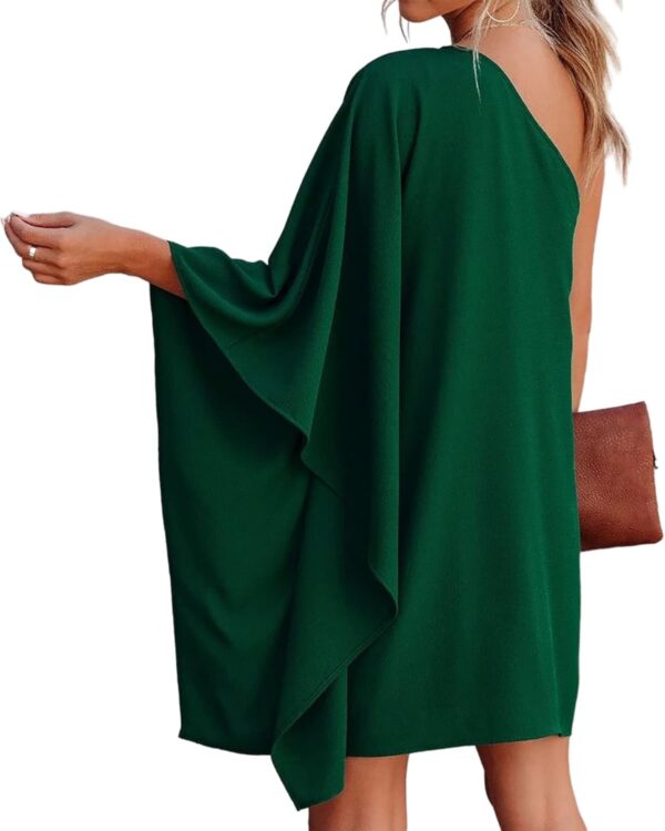 Jhsnjnr Women's Casual Batwing Sleeve One Shoulder Dresses Summer Club Party Cocktail Dresses - Image 4