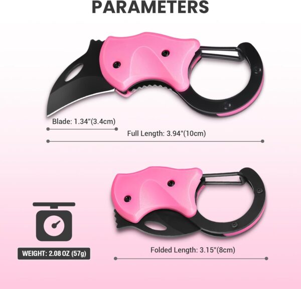 Pink Knife Cute Box Cutter Opener, Small Pocket Knife Gadgets for Women Girl, EDC Knives Tool with 1.34 inch Sharp Blade for Everyday Carry, Womens Stocking Stuffers for Christmas - Image 7