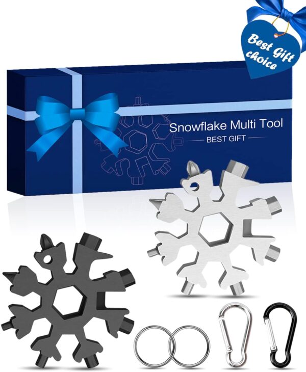 Stocking Stuffers for Adults Men Women, Gifts for Men, 18 in 1 Snowflake Multitool, White Elephant Gifts for Adults, Christmas Gift for Men Who Have Everything, Cool Gadget for Boy, Him,Husband