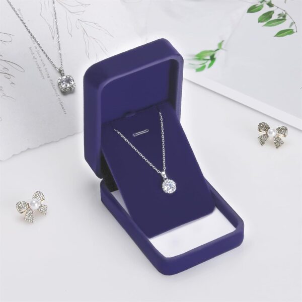 2 Pieces Classic Velvet Necklace Pendant Box for Jewelry Gift, Small Jewellry Storage Display Case for Christmas Wedding Engagement Birthday Anniversary - Image 3