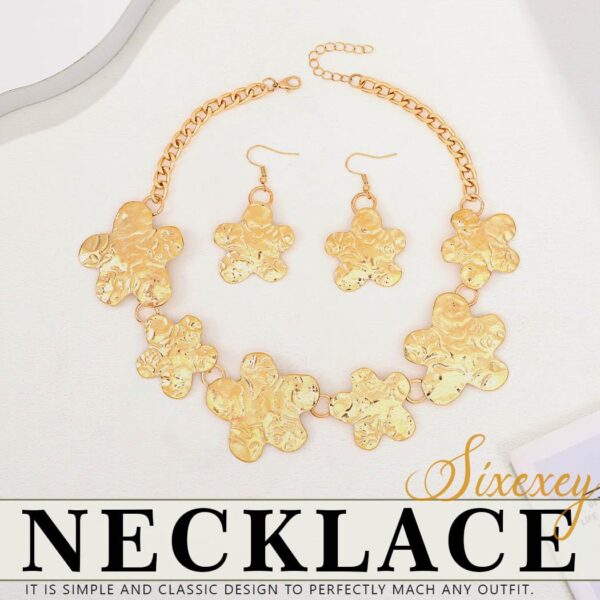 Sixexey African Jewelry Set Chunky Gold Necklace Jewelry Flower Pendant Necklace Africa Festival Necklace Accessories for Women - Image 2