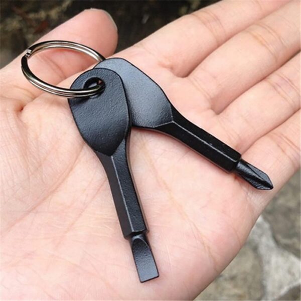 ROSTIVO Screwdriver Keychain Pocket Repair Tool Multi Mini Cool Gadgets for Men Small Gift for Women (Black) - Image 3