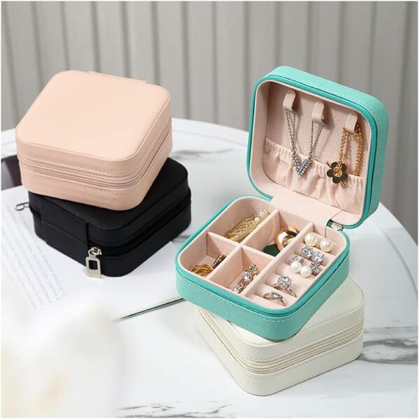 Mini Jewelry Travel Case,Small Travel Jewelry Organizer, Portable Jewelry Box Travel Mini Storage Organizer Portable Display Storage Box for Rings Earrings Necklaces (Blue) - Image 8