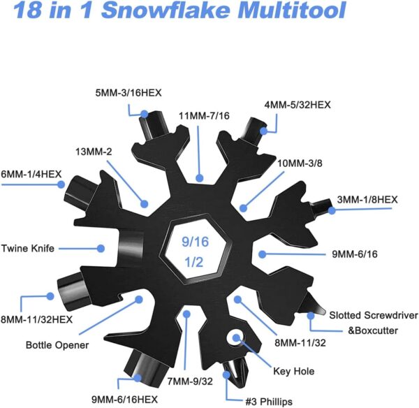 Stocking Stuffers for Adults Men Women, Gifts for Men, 18 in 1 Snowflake Multitool, White Elephant Gifts for Adults, Christmas Gift for Men Who Have Everything, Cool Gadget for Boy, Him,Husband - Image 3