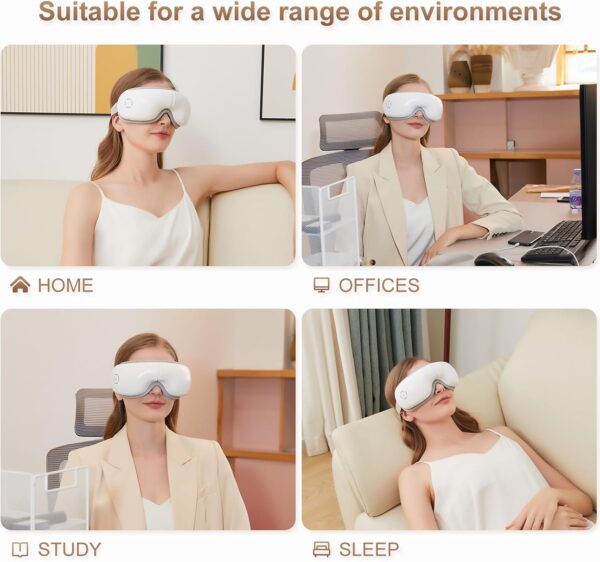 Eye Massager with Heat, Heated Eye Mask with Bluetooth Music, Massages Eye Muscles, Eye Care Gift with 5 Massage Modes and 180° Folding Design, Gifts for Friend, Mom and Dad. - Image 2