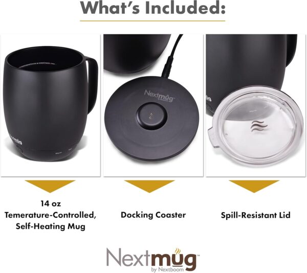 Nextmug - Temperature-Controlled, Self-Heating Coffee Mug (Black - 14 oz.) - Image 3