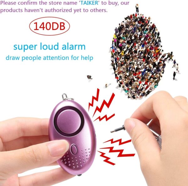 Personal Alarm for Women 140DB Emergency Self-Defense Security Alarm Keychain with LED Light for Women Kids and Elders-2 Pack - Image 2