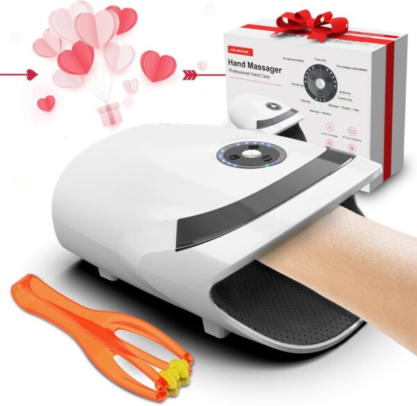 Hand Massager with Compression & Heating - Valentines Day Gifts for Him/Her,Christmas Gifts for Women,Gifts for Women Men Mom Dad,Birthday Gifts for Women(White)