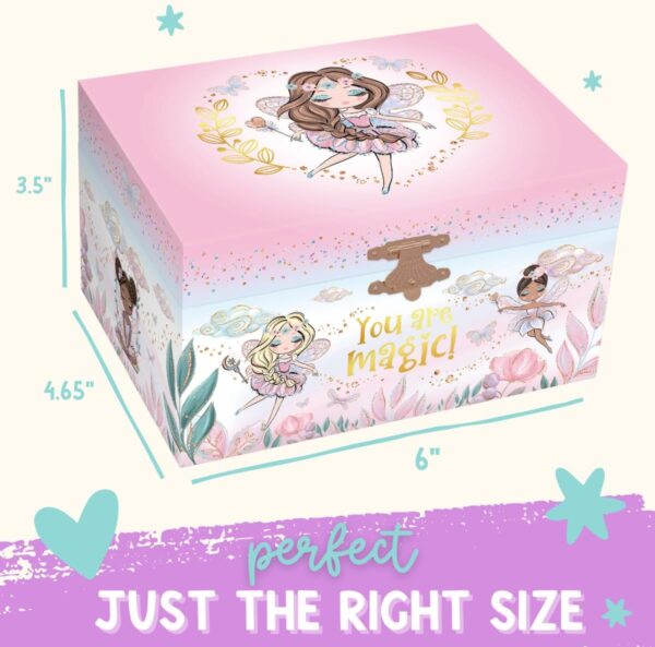 Giggle & Honey Musical Fairy Jewelry Box for Girls - Kids Music Box with Spinning Fairy and Mirror, Princess Birthday Gifts for Little Girls, Childrens Jewelry Boxes for Ages 3-10 - 6 x 4.7 x 3.5 in - Image 8