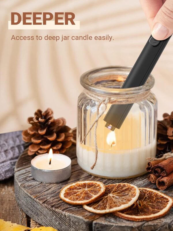 Candle Lighter Stocking Stuffers for Women Men, Electric Candle Lighter USB Rechargeable Graduation Gifts for Him Wife Grandma Girlfriend Safety Lock Long Lighters for Grill Home Kitchen BBQ Camping - Image 2