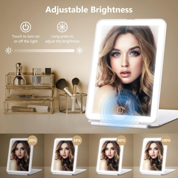 Rechargeable Makeup Mirror for Travel, Vanity Mirror with 80LEDs, 3 Color Light, 2000mAh Battery, Portable Ultra Slim Lighted Mirror, Travel Essential - Image 3