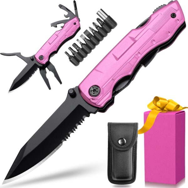 Gifts for Women, Mom, Wife, Girlfriend, Best Friend, Christmas, P-ink Multitool Knife - Gifts for Mom, Unique Gift Ideas for Women, Mothers Day Anniversary Valentines Day Birthday Gifts for Women