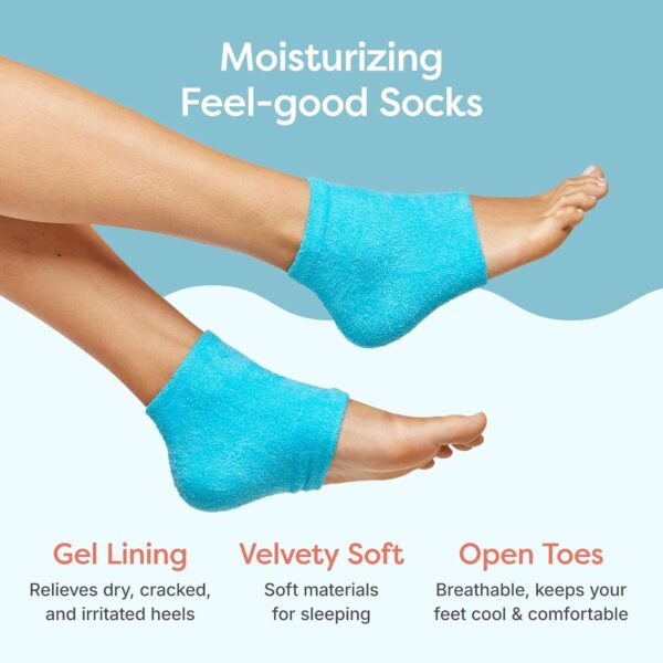 ZenToes Moisturizing Fuzzy Sleep Socks with Vitamin E, Olive Oil and Jojoba Seed Oil to Soften and Hydrate Dry Cracked Heels (Regular, Blue) - Image 3