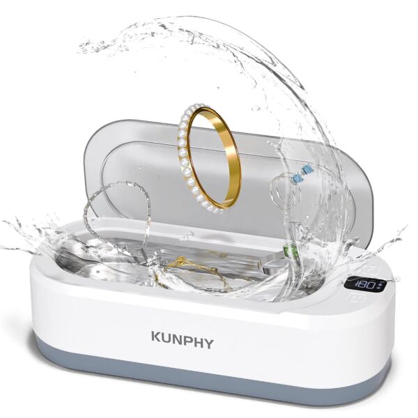 KUNPHY Ultrasonic Jewelry Cleaner, Jewelry Cleaner Machine 12oz 46KHz, Professional Sonic Cleaner with One-Touch Operation, Sonic Cleaner for Rings, Glasses, Jewelry, Dentures White - Image 8