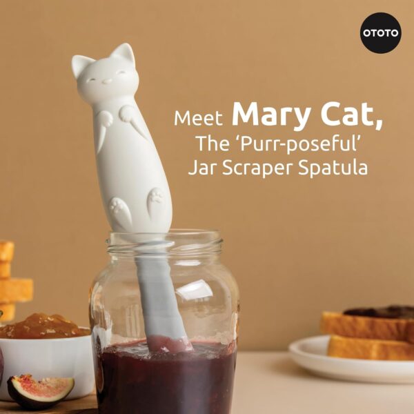 OTOTO Jar Scraper Spatula - Silicone Scraper, Cute Kitchen Accessories, Unique Fun Cooking Kitchen Gadgets for Foodies - BPA-free & 100% Food Safe (Mary Cat) - Image 2