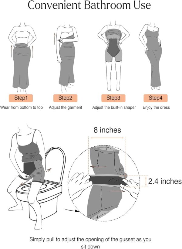 Popilush Long Sleeve Maxi Dress Bodycon Cocktail Dress Shapewear Tummy Control Fall Formal Dresses Built-in Bra - Image 5