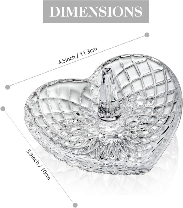 H&D HYALINE & DORA Clear Heart Shaped Crystal Jewelry Holder Decorative Glass Ring Dish Crystal Jewellery Tower Gifts for Women - Image 5