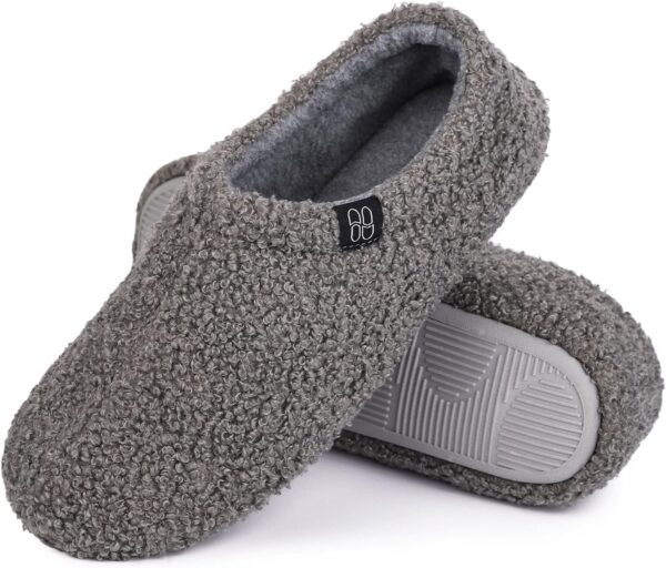 HomeTop Women's Fuzzy Curly Fur Memory Foam Loafer Slippers with Polar Fleece Lining