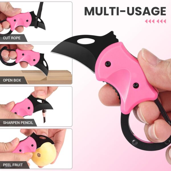 Pink Knife Cute Box Cutter Opener, Small Pocket Knife Gadgets for Women Girl, EDC Knives Tool with 1.34 inch Sharp Blade for Everyday Carry, Womens Stocking Stuffers for Christmas - Image 3