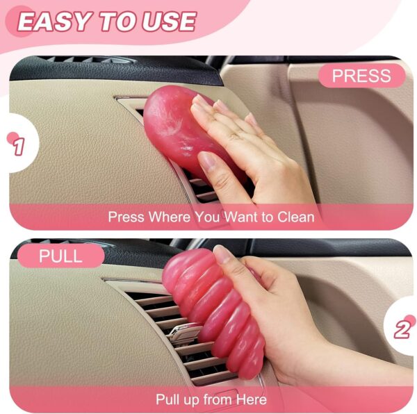 PULIDIKI Car Cleaning Gel Car Cleaning Putty Slime Interior Cleaner Auto Detail Tools Essentials Car Accessories Pink Stocking Stuffers Gifts for Women Men White Elephant Gifts Adults Teens Christmas - Image 6