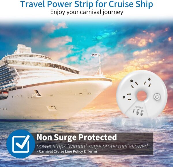 Travel Power Strip, NTONPOWER 3 Outlets 3 USB Portable Desktop Charging Station Short Extension Cord 3ft for Office, Home, Hotels, Cruise Ship, Nightstand, White, i-Donut Power Strip - Image 4