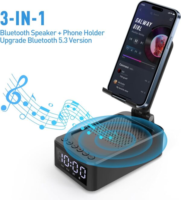 Gifts for Men, Cell Phone Stand with Wireless Bluetooth Speaker, White Elephant Gifts for Adults Useful, Men Gifts for Christmas Dad Boyfriend Him Husband, Stocking Stuffers for Adults Men - Image 4