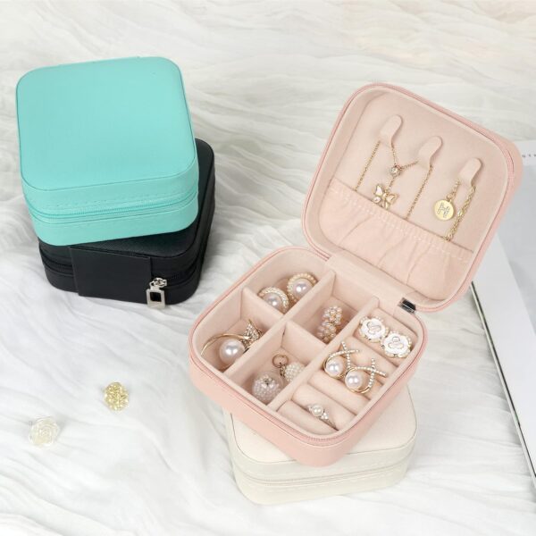 Travel Jewelry Case Small Jewelry Box Jewelry Organizer Storage Case Portable PU Leather Mini Jewelry Travel Case for Girls Womens Earring, Necklace, Rings,Bracelets - Image 7