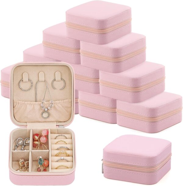 12 Pcs Travel Jewelry Box Exquisite Travel Jewelry Case Portable Jewellery Storage Holder Organizer Box Small Jewelry Organizer for Rings Earrings Necklaces Pendants Bracelets Watches