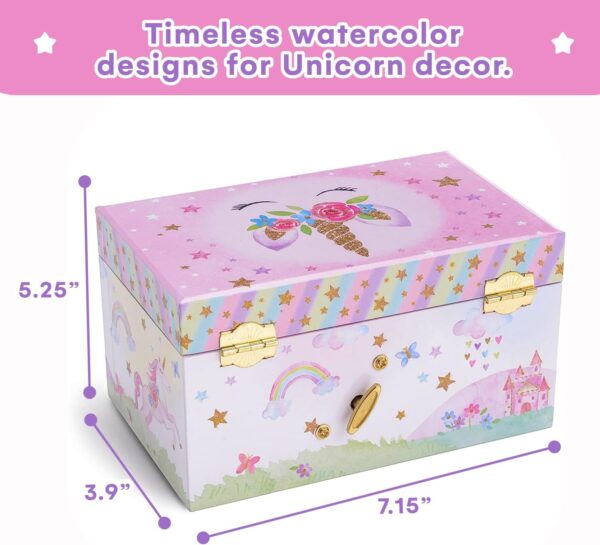 Jewelkeeper Jewelry Box for Girls - Child Jewelry Box Girl with 1 Drawer - Wood Jewelry Box - Unicorn Musical Jewelry Boxes, Beautiful Dreamer Tune - Wonderful Gifts for 5 Year Old Girls - Image 3