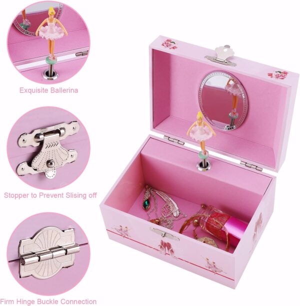 Musical Ballerina Jewellery Box with Spinning Ballerina for Girls, Kids Toys Jewel Storage Music Box, Ages 3-10 Ballet Birthday Gifts for Little Girls (Light Pink Ballerina) - Image 2