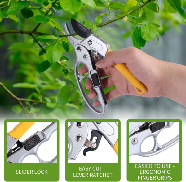 Garden Clippers, Premium Germany Pruners, Work 3 Times Easier, Professional Pruning Shears, Cutting Rose, Flower, Hedge, Stem, Sharp Scissors Gardening Tools, Arthritis Weak Hand Snips - Image 5