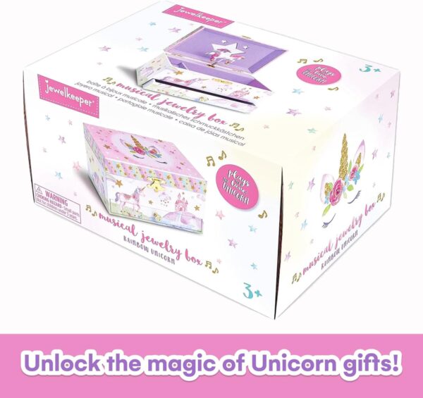 Jewelkeeper Jewelry Box for Girls - Child Jewelry Box Girl with 1 Drawer - Wood Jewelry Box - Unicorn Musical Jewelry Boxes, Beautiful Dreamer Tune - Wonderful Gifts for 5 Year Old Girls - Image 6