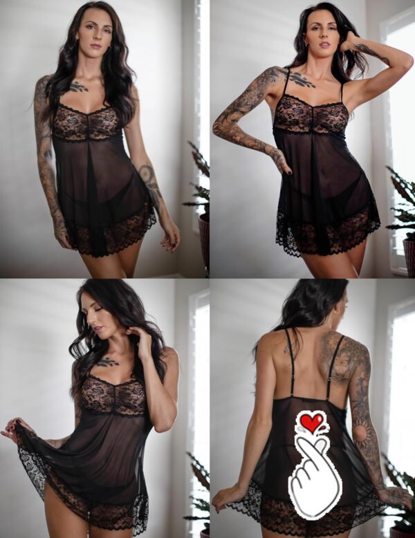 Avidlove Lace Babydoll Lingerie Sexy Mini Chemise Mesh Wedding Nightie Bridal Nightdress - Image 3