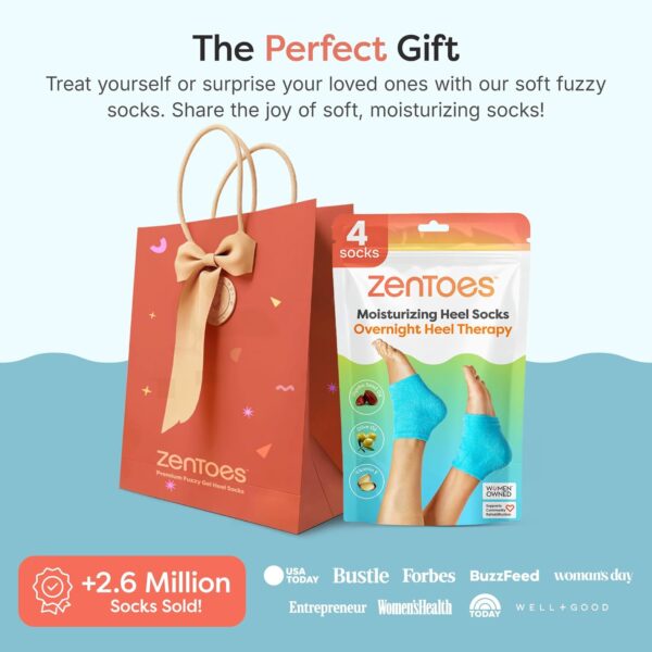 ZenToes Moisturizing Fuzzy Sleep Socks with Vitamin E, Olive Oil and Jojoba Seed Oil to Soften and Hydrate Dry Cracked Heels (Regular, Blue) - Image 7