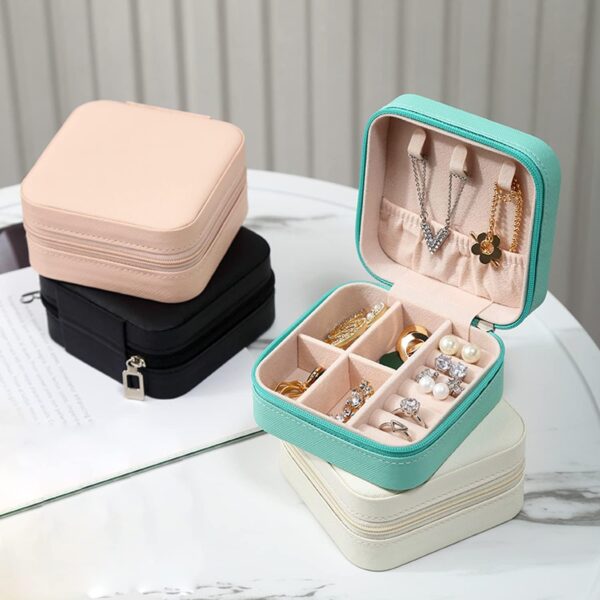 MODENGKONGJIAN Mini Jewelry Travel Case, PU Leather Organizer Box, Small Portable Jewellery Storage Holder for Womens Rings Earrings Necklaces Bracelets (Pink) - Image 7