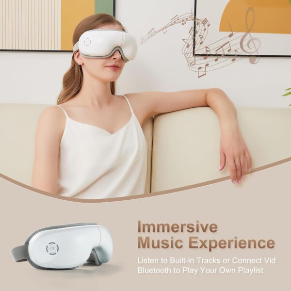 Eye Massager with Heat, Heated Eye Mask with Bluetooth Music, Massages Eye Muscles, Eye Care Gift with 5 Massage Modes and 180° Folding Design, Gifts for Friend, Mom and Dad. - Image 4