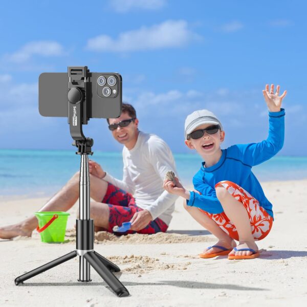 Selfie Stick Tripod, All in One Extendable & Portable iPhone Tripod Selfie Stick with Wireless Remote Compatible with iPhone 16 15 14 13 12 11 pro Xs Max 8 7, Galaxy Note10/S20/S10/OnePlus 9/9 PRO etc - Image 9