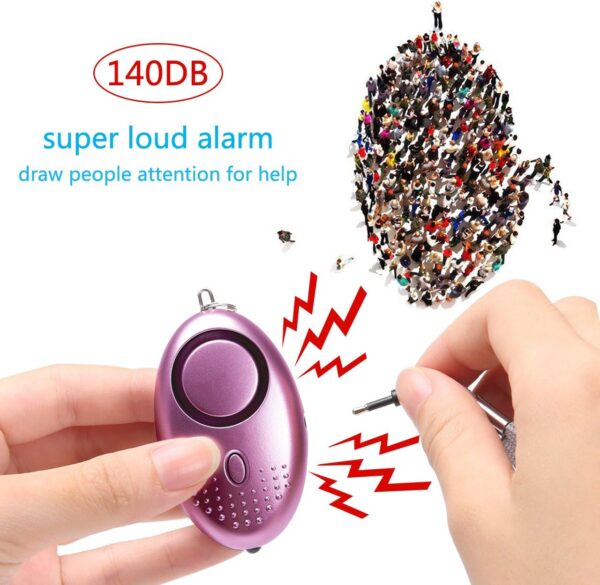 Personal Alarm for Women, 5 Pack 140DB Emergency Self-Defense Security Alarm Keychain with LED Light for Women Kids and Elders - Image 2